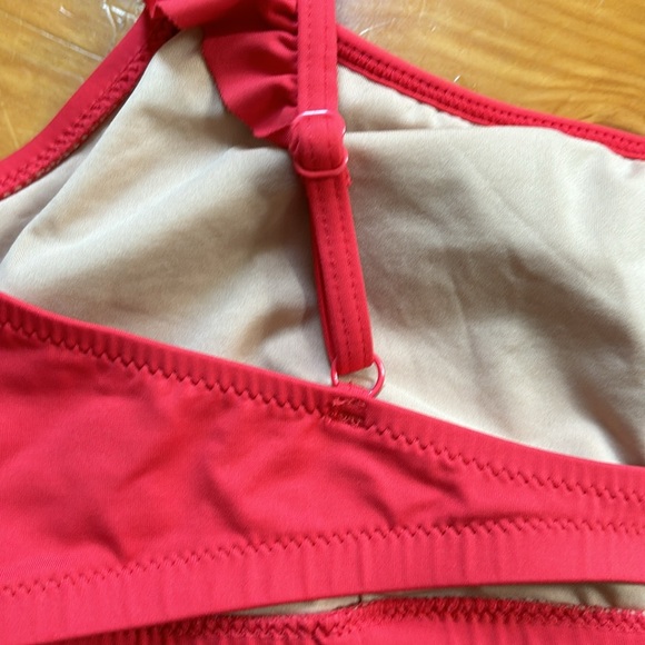 J CREW S Belvedere Red Ruffle Bikini Top - Picture 5 of 7